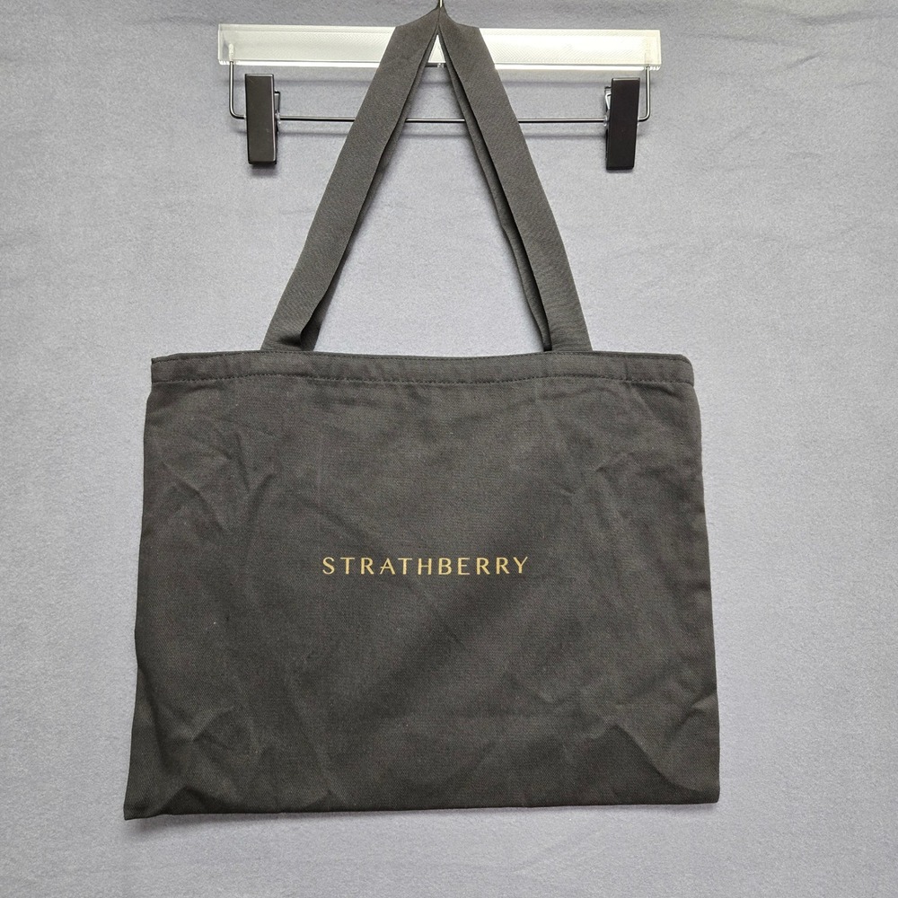 Strathberry Tote Bag Canvas Logo Shopper Dust bag Large Gray Cotton
